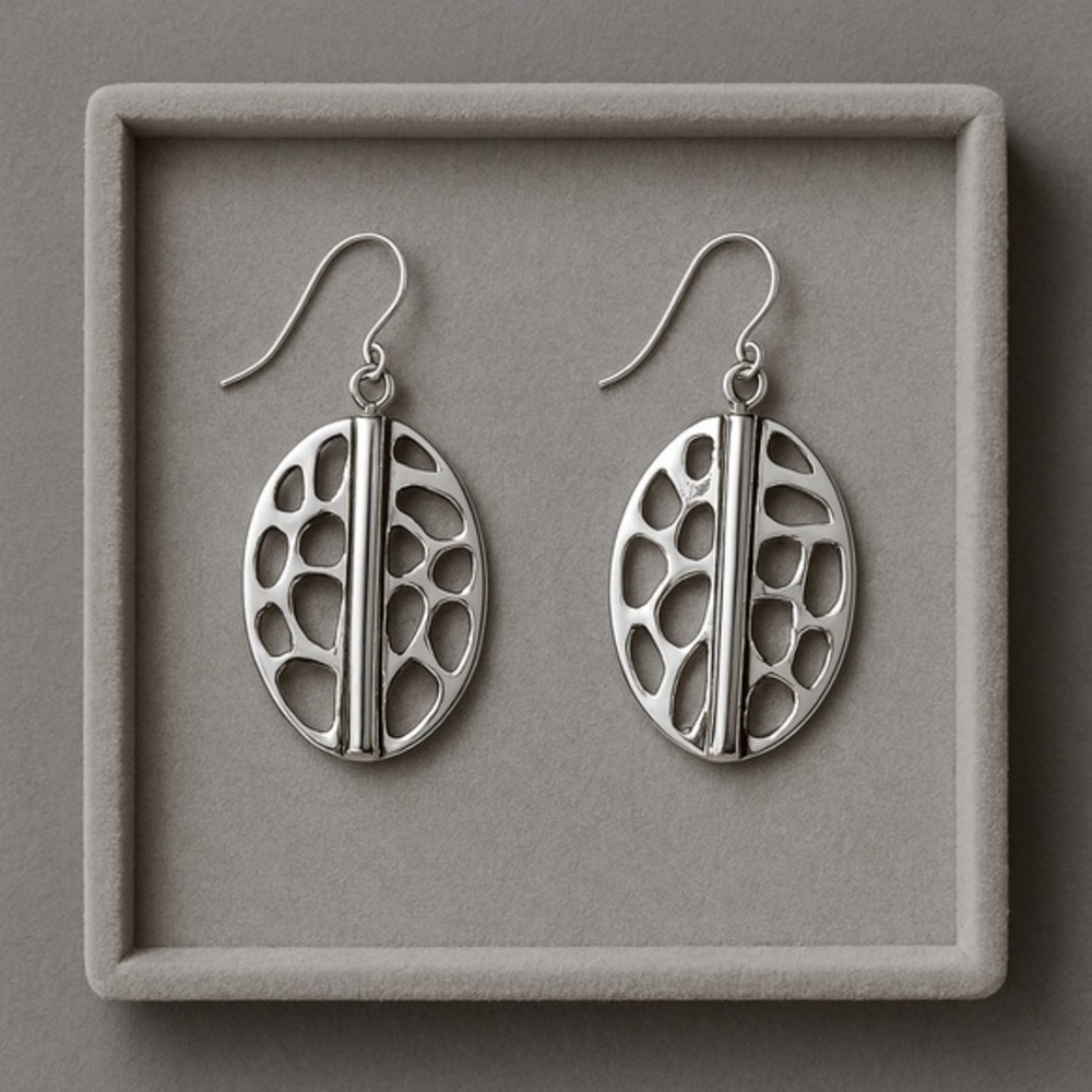 Premier Designs DEL MONTE Silvertone Earrings Frnch Hooks NWT #481